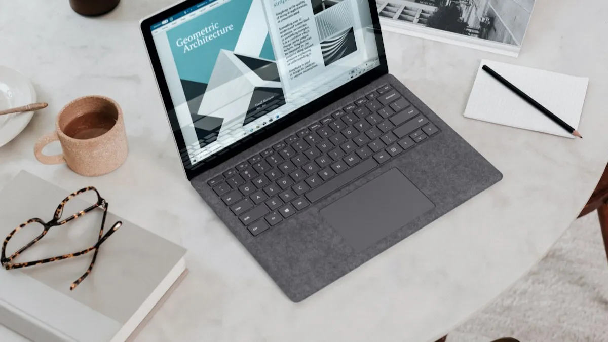 Laptop on a desk showing a polished small-business website